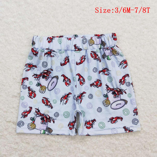 SS0220 Crayfish Corn Print Boys Summer Shorts