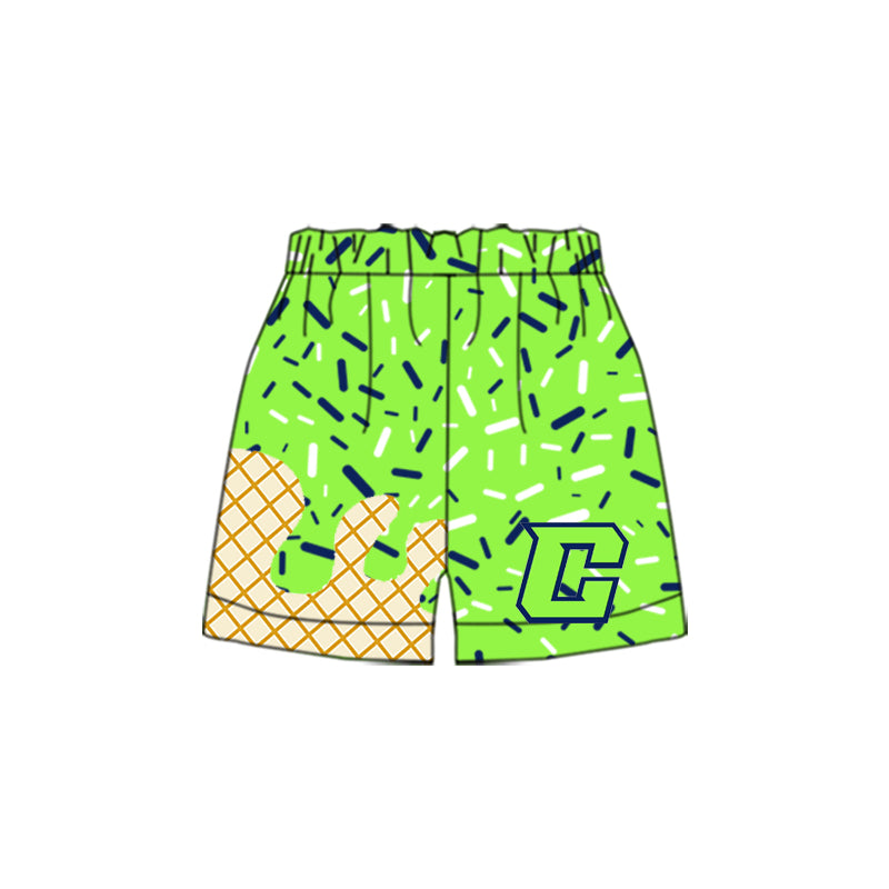 (Custom Design Preorder MOQ 5 Each Item) Team's Crew Sprinkles Print Summer Bottom Shorts Mom and Me Matching Clothes