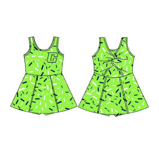(Custom Design Preorder MOQ 5) Team's Crew Sprinkles Print Shorts Skirts Girls Summer Yoga Dress