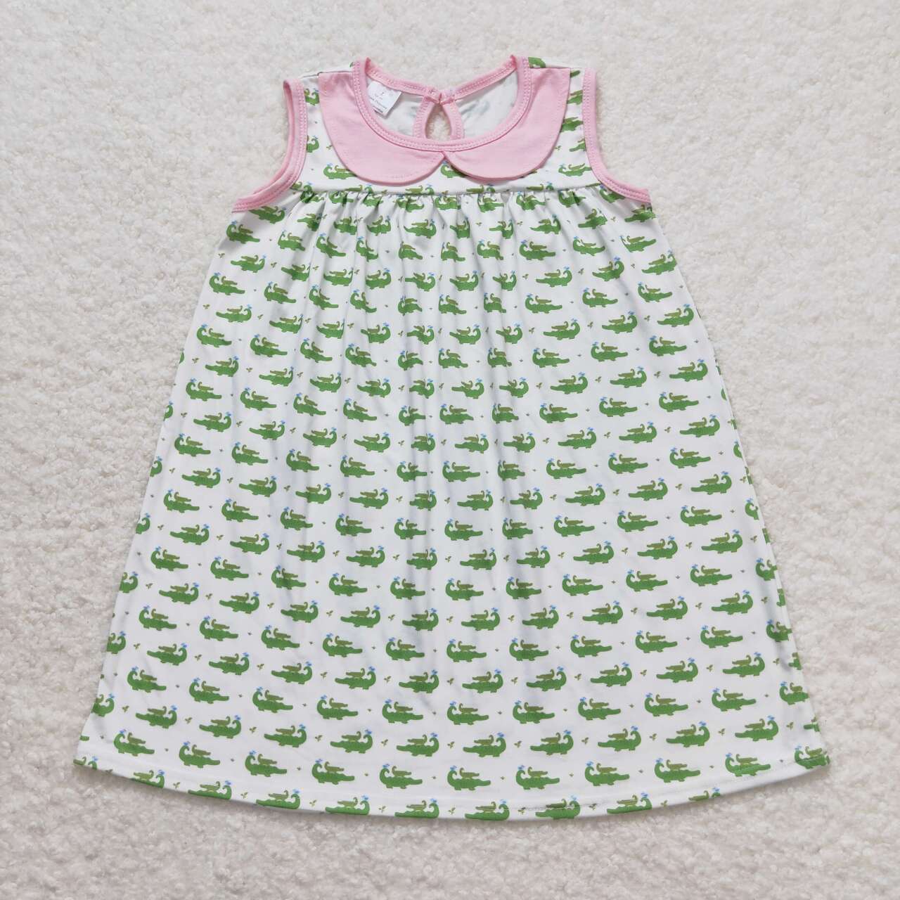 GSD0840 Crocodile Print Girls Summer Knee Length Dress