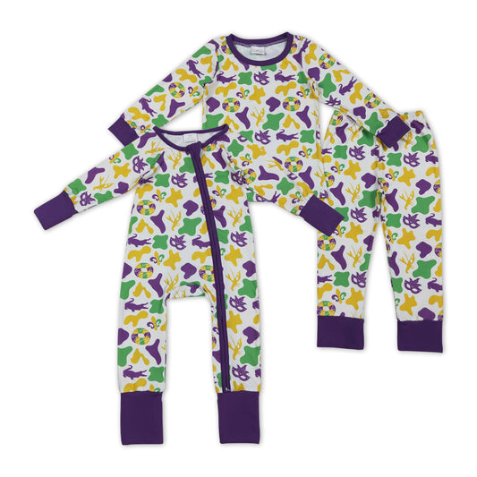 Crocodile Mask Camo Print Boys Mardi Gras Clothes Brothers Matching Wear