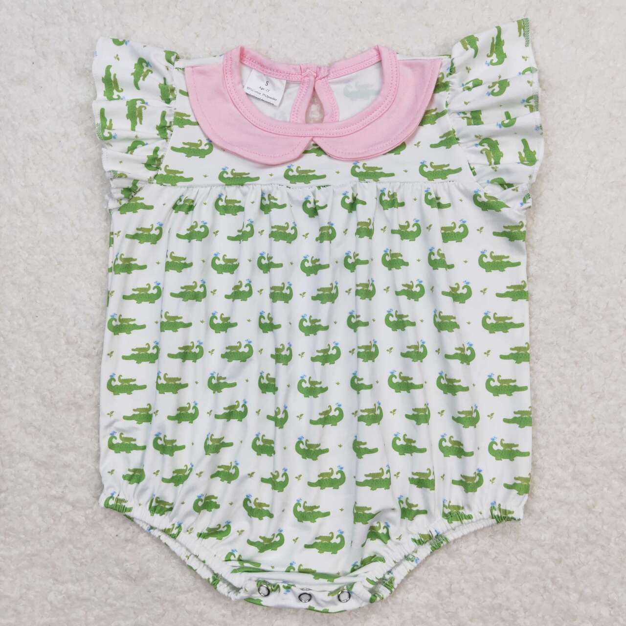 SR1068 Crocodile Print Baby Girls Summer Romper