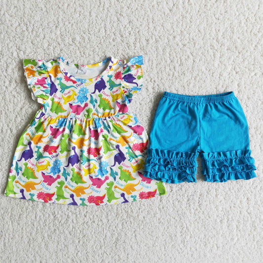 (Promotion)Girls dino summer outfits  D11-27