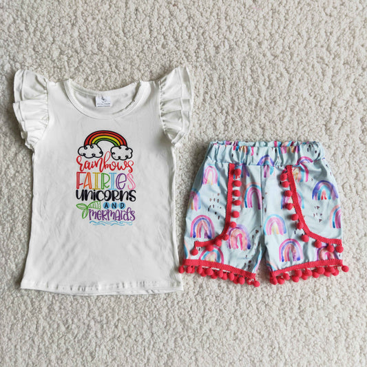 (Promotion)Girls rainbow summer outfits D11-29