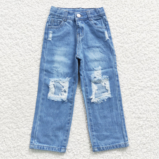 Kids Blue Denim Hole Jeans  D4-16