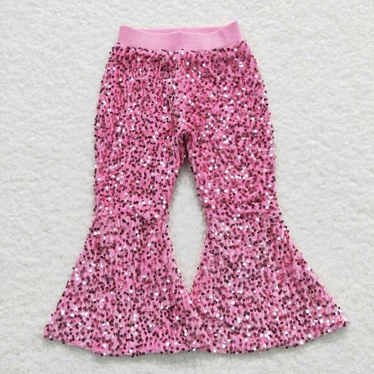 Sequined Pink Bell Bottom Pants D5-27