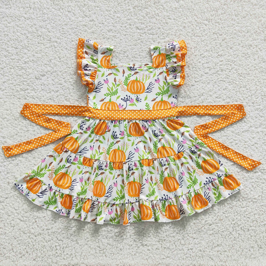 (Promotion) D6-20 Flutter sleeve tunic pumpkin dress