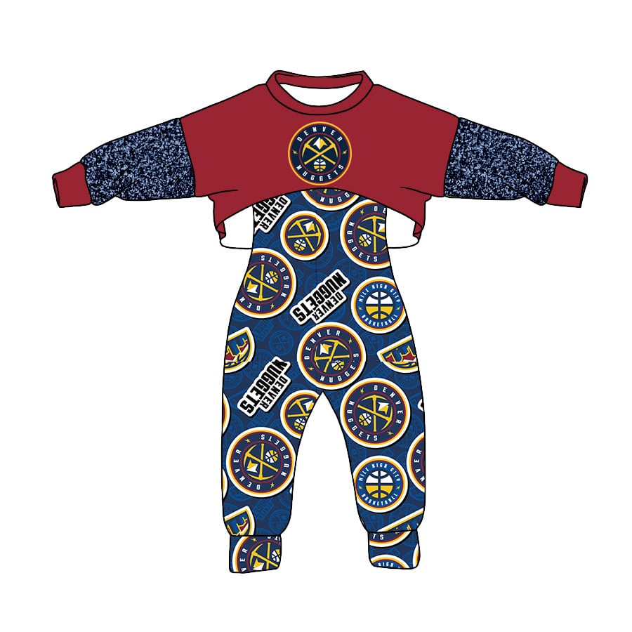 (Custom Design Preorder MOQ 5) Team's DENVER NUGGETS Print Jumpsuits Girls Fall Clothes Set