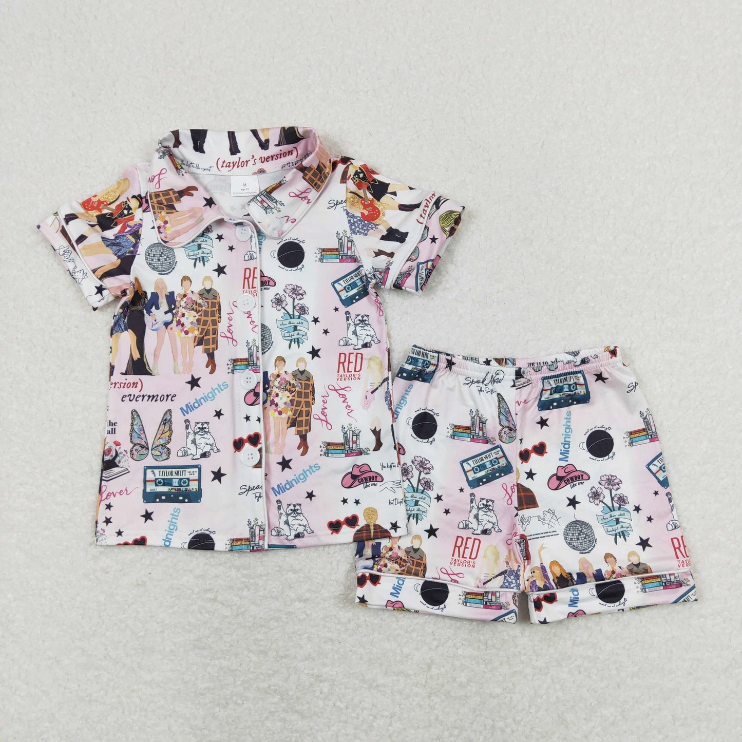 GSSO0661 Singer Swiftie Print Girls Summer Pajamas Clothes Set