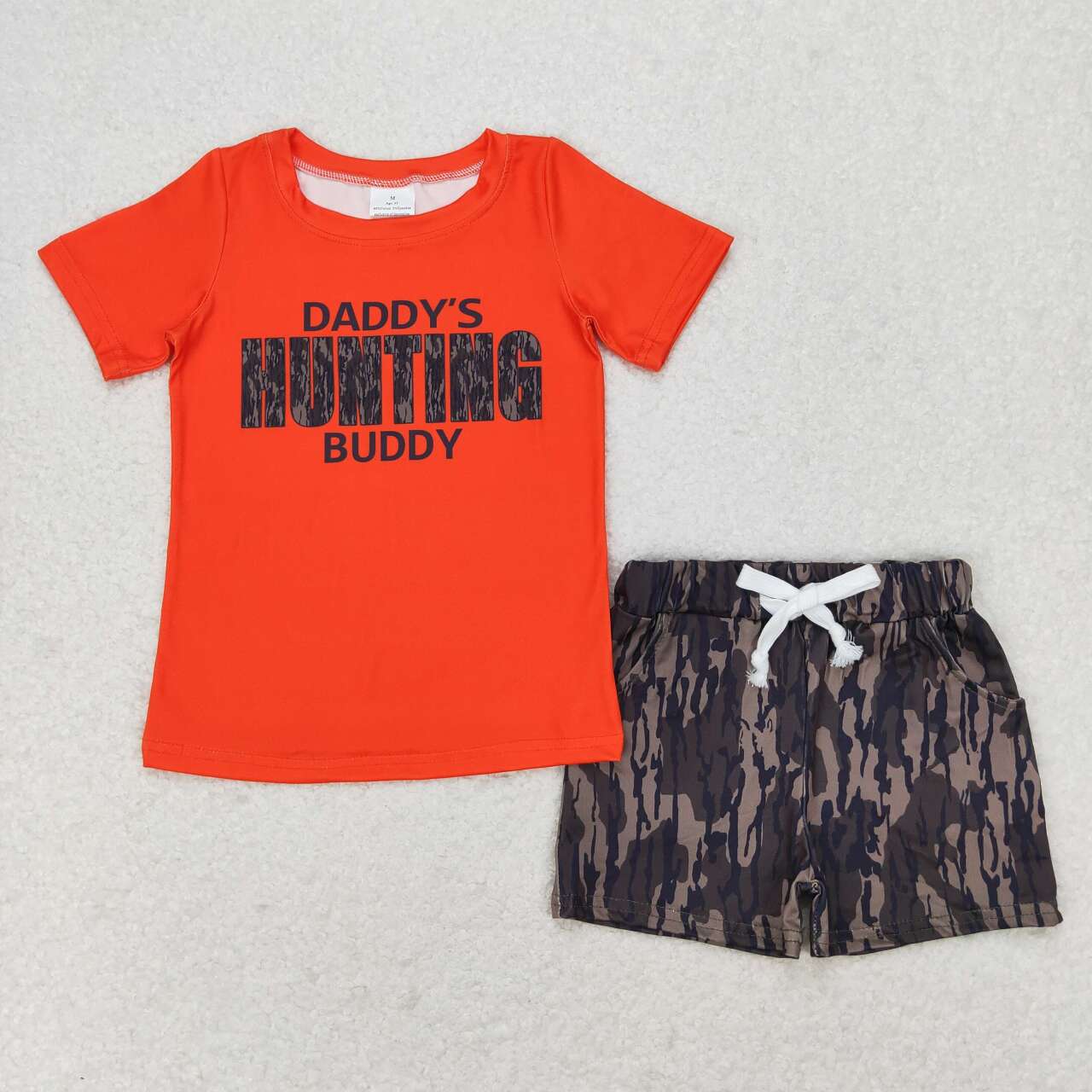BSSO0922 Daddy's Hunting Buddy Top Camo Shorts Boys Summer Clothes Set