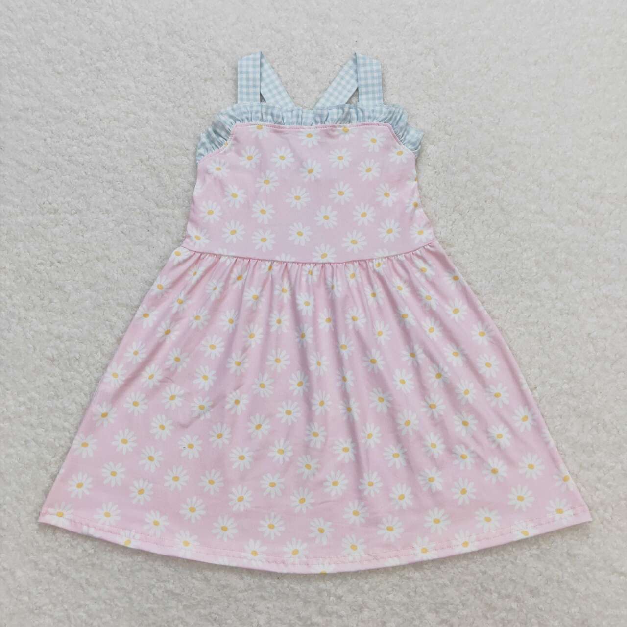 GSD0910 Daisy Print Girls Summer Knee Length Dress