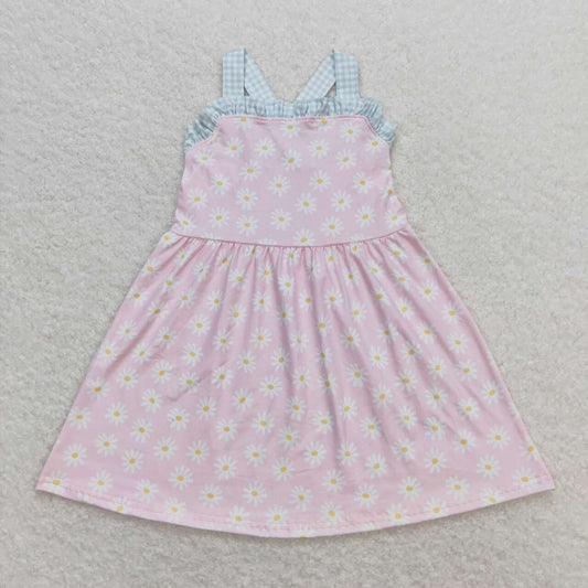 GSD0910 Daisy Print Girls Summer Knee Length Dress