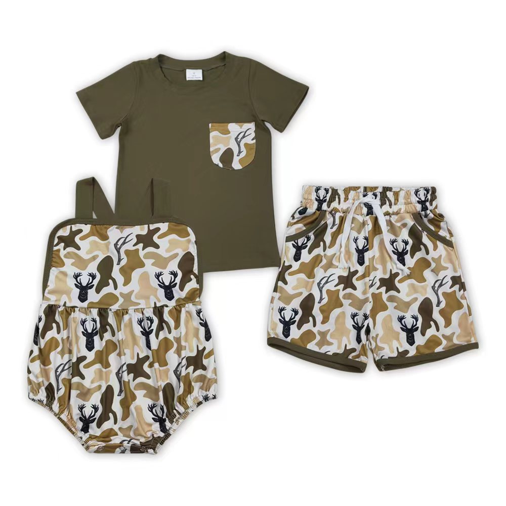 Deer Camo Boys Summer Matching Clothes Brothers Wear