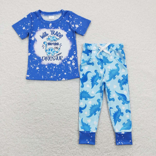 BSPO0277 Wild Trade Brother Dino Blue Print Boys Clothes Set