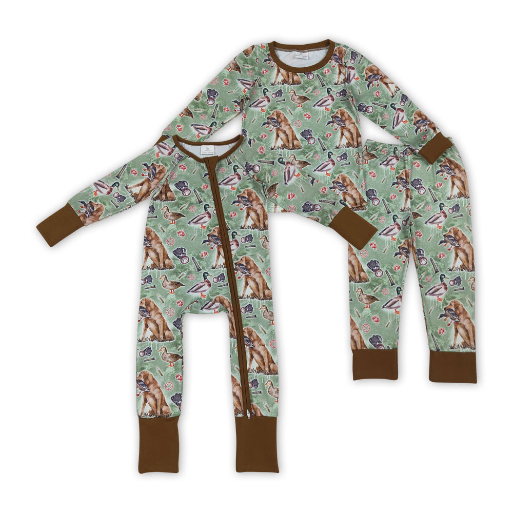 Dog Duck Hunting Print Boys Pajamas Matching Clothes