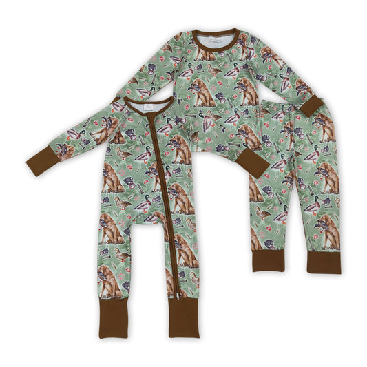Dog Duck Hunting Print Boys Pajamas Matching Clothes
