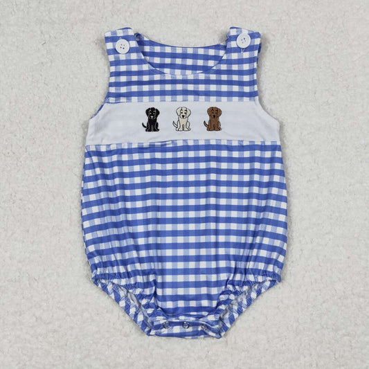 SR1048 Dog Embroidery Baby Boys Summer Romper