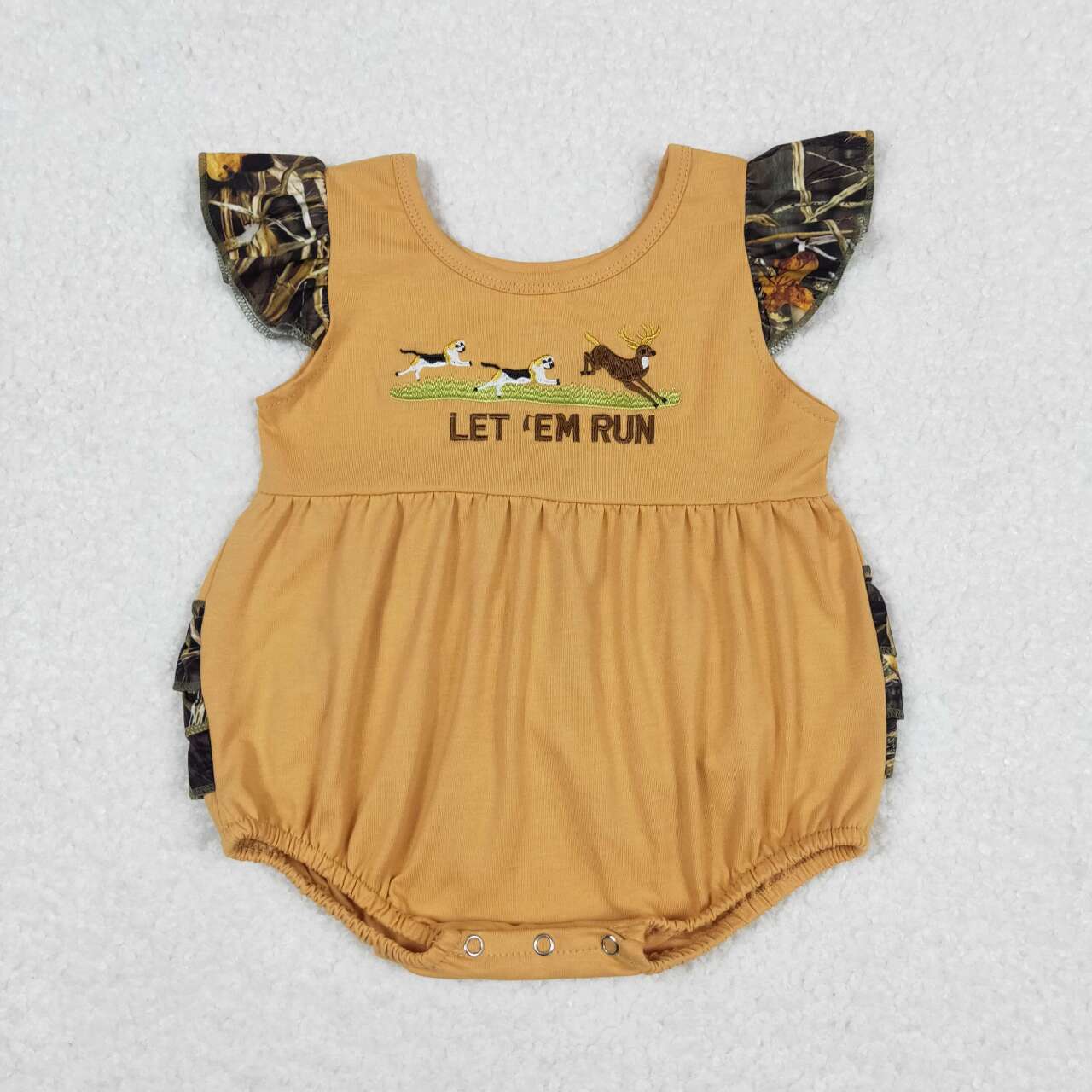 Let Em Run Dog Deer Embroidery Branch Print Sibling Summer Matching Clothes