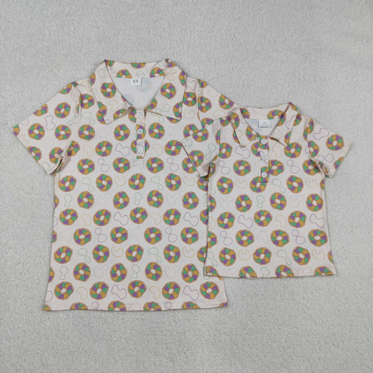 Donut Print Daddy and Me Mardi Gras Polo Tops