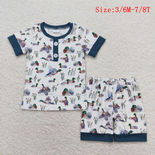BSSO0524 Duck Print Boys Summer Pajamas Clothes Set