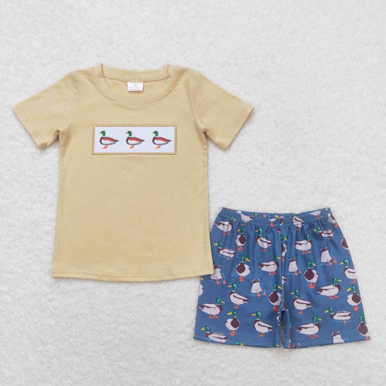 BSSO0645 Duck Embroidery Top Boys Summer Clothes Set