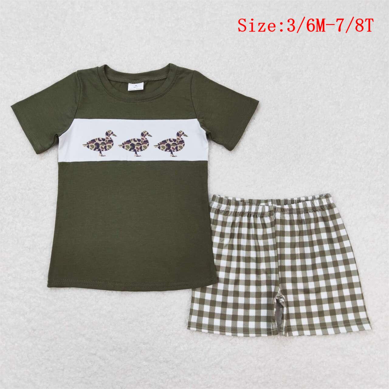 Duck Camo Plaid Print Sibling Summer Matching Clothes