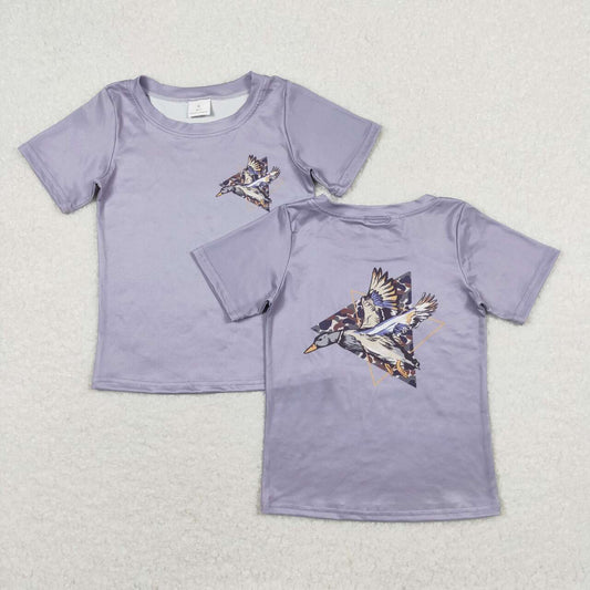 BT0599  Camo Duck Grey Print Boys Summer Tee Shirts Top