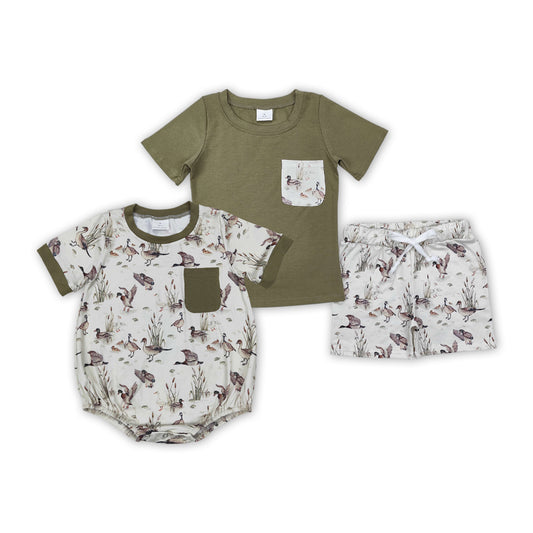 Duck Green Print Brothers Summer Matching Clothes