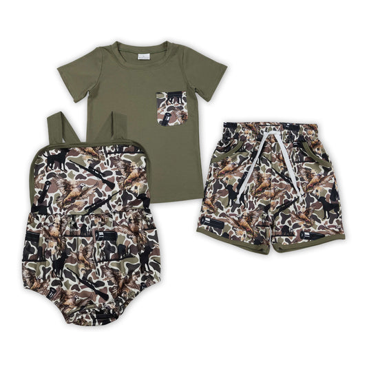 Duck Camo Hunting Print Boys Summer Matching Clothes Brothers Wear