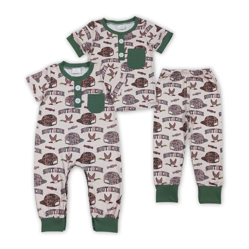 Duck Camo SOUTHERN Print Boys Pajamas Clothes Brothers Matching Wear
