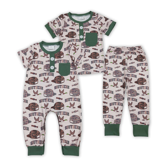 Duck Camo SOUTHERN Print Boys Pajamas Clothes Brothers Matching Wear