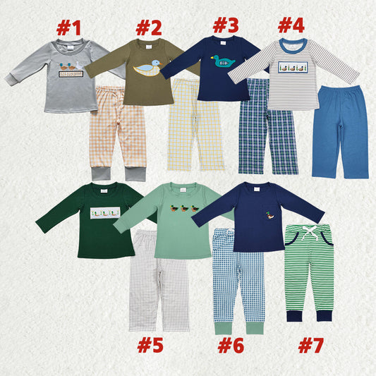 Duck Embroidery Top Pants Boys Fall Clothes Set Brothers Wear