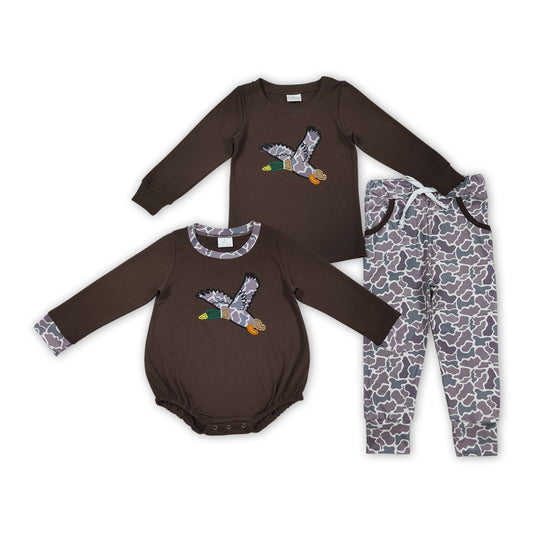 Duck Embroidery Camo Boys Fall Hunting Matching Clothes Brothers Wear