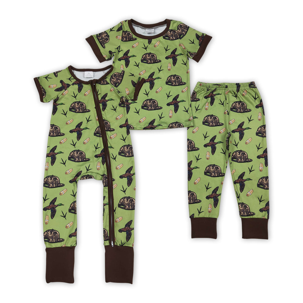 Duck Hat Camo Print Boys Pajamas Clothes Brothers Matching Wear