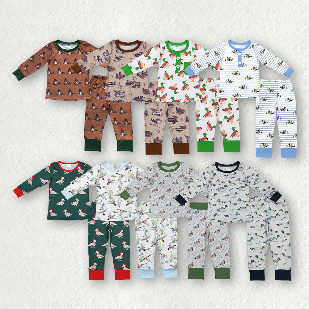 Duck Print Boys Fall Pajamas Outfits Brothers Wear