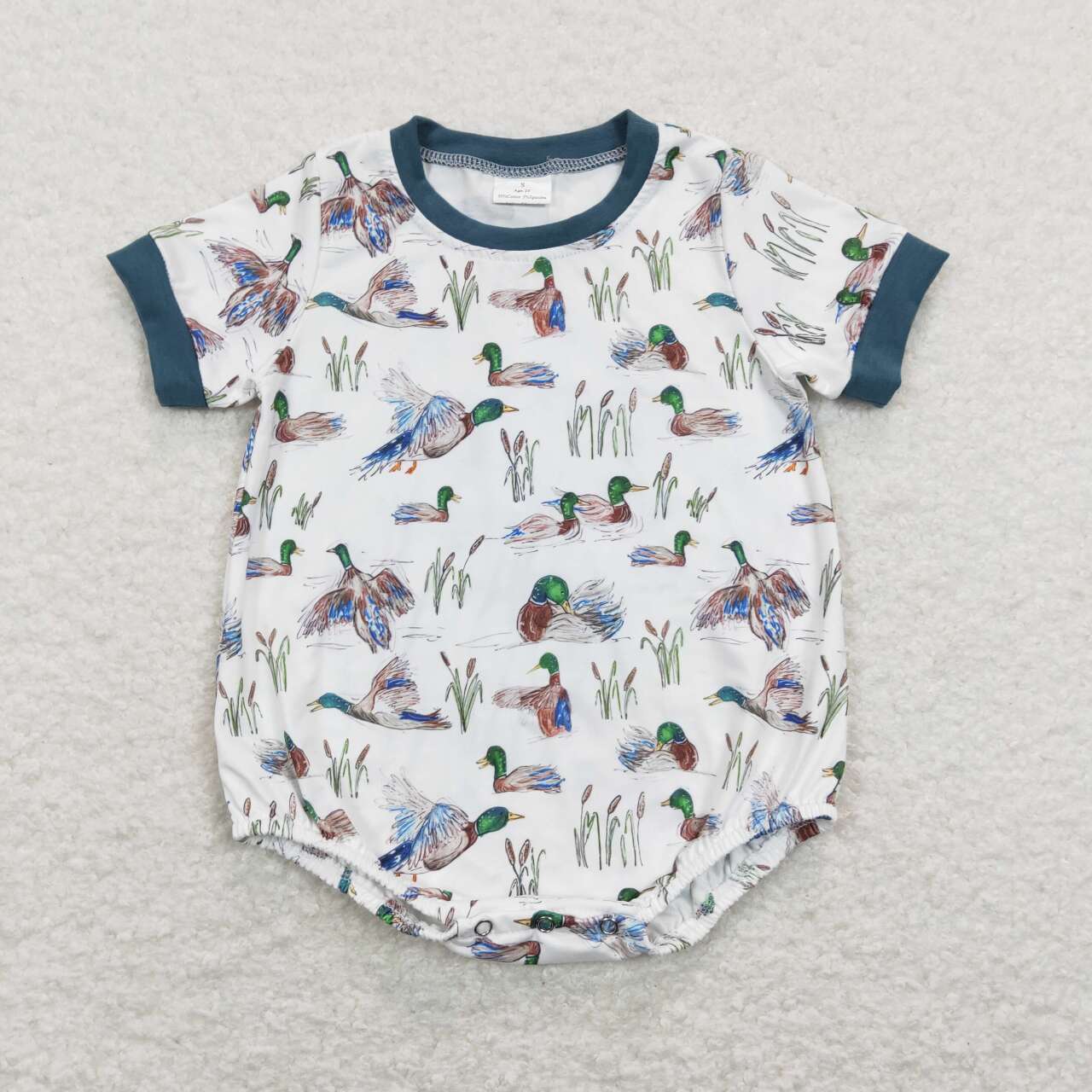 SR0894 Duck Print Baby Boys Summer Romper