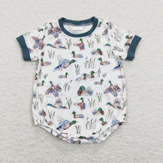 SR0894 Duck Print Baby Boys Summer Romper