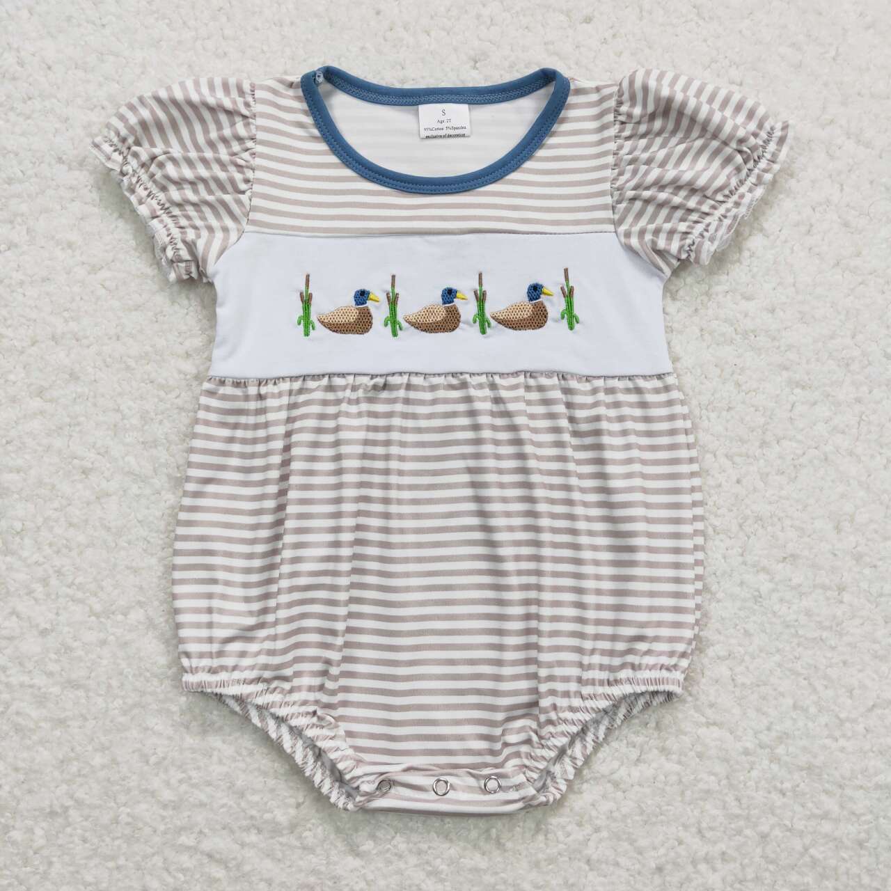 Duck Embroidery Stripes Print Sibling Summer Matching Clothes