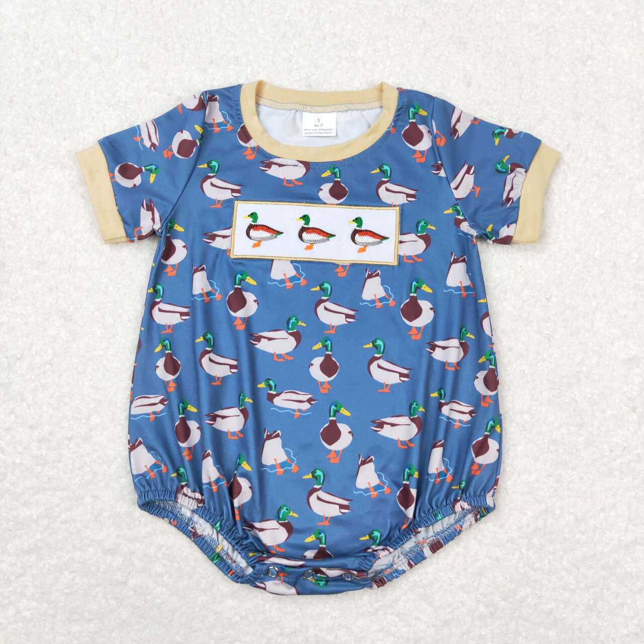 SR1134 Duck Embroidery Baby Boys Summer Romper