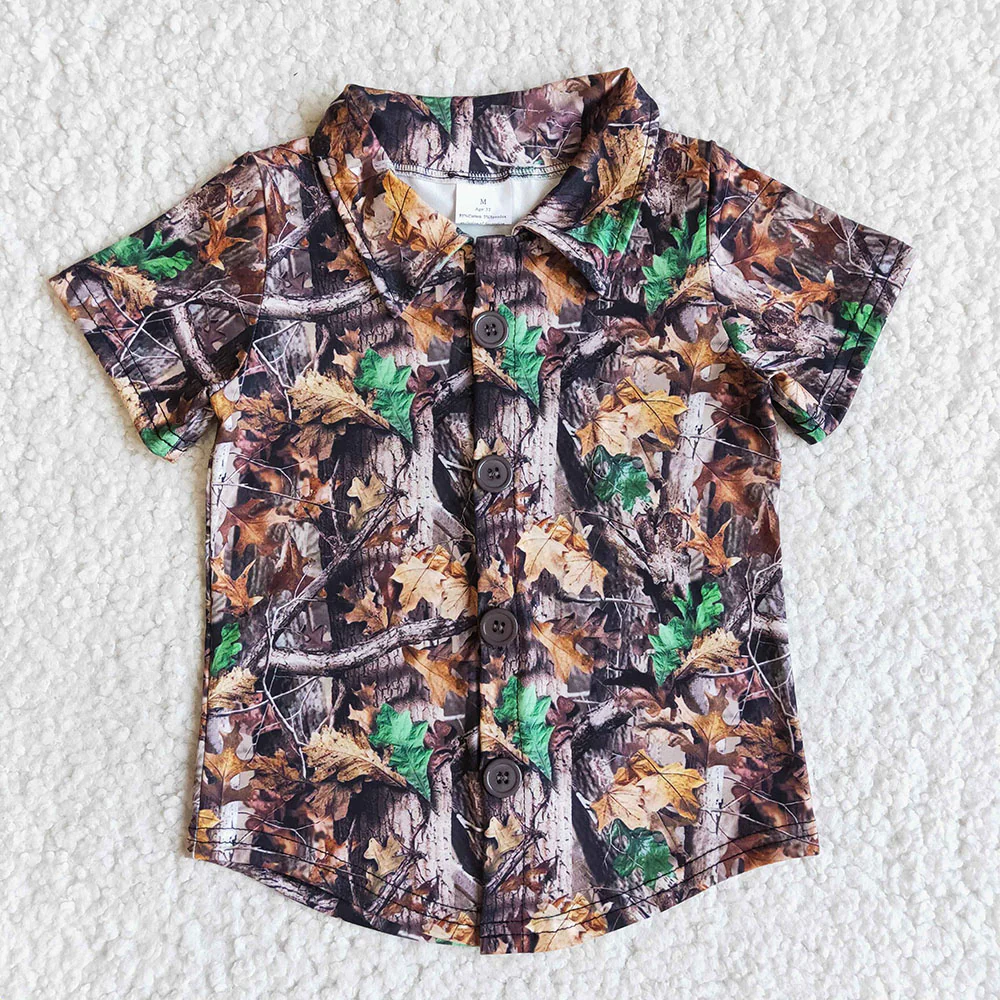 Camo Print Boys Summer Short Sleeve Tee Shirts Top Brothers Wear