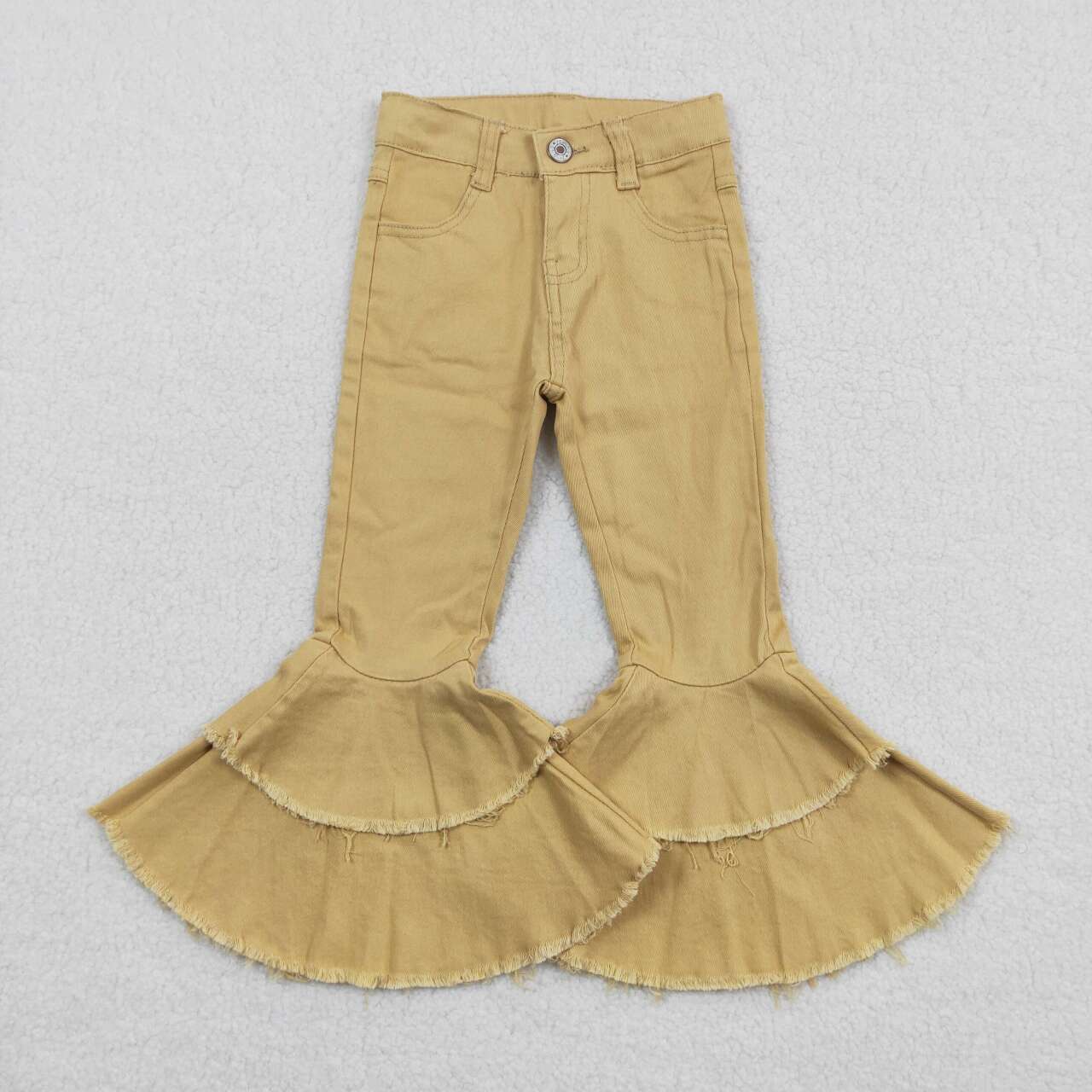 E12-20 Khaki Denim Bell Bottom Jeans