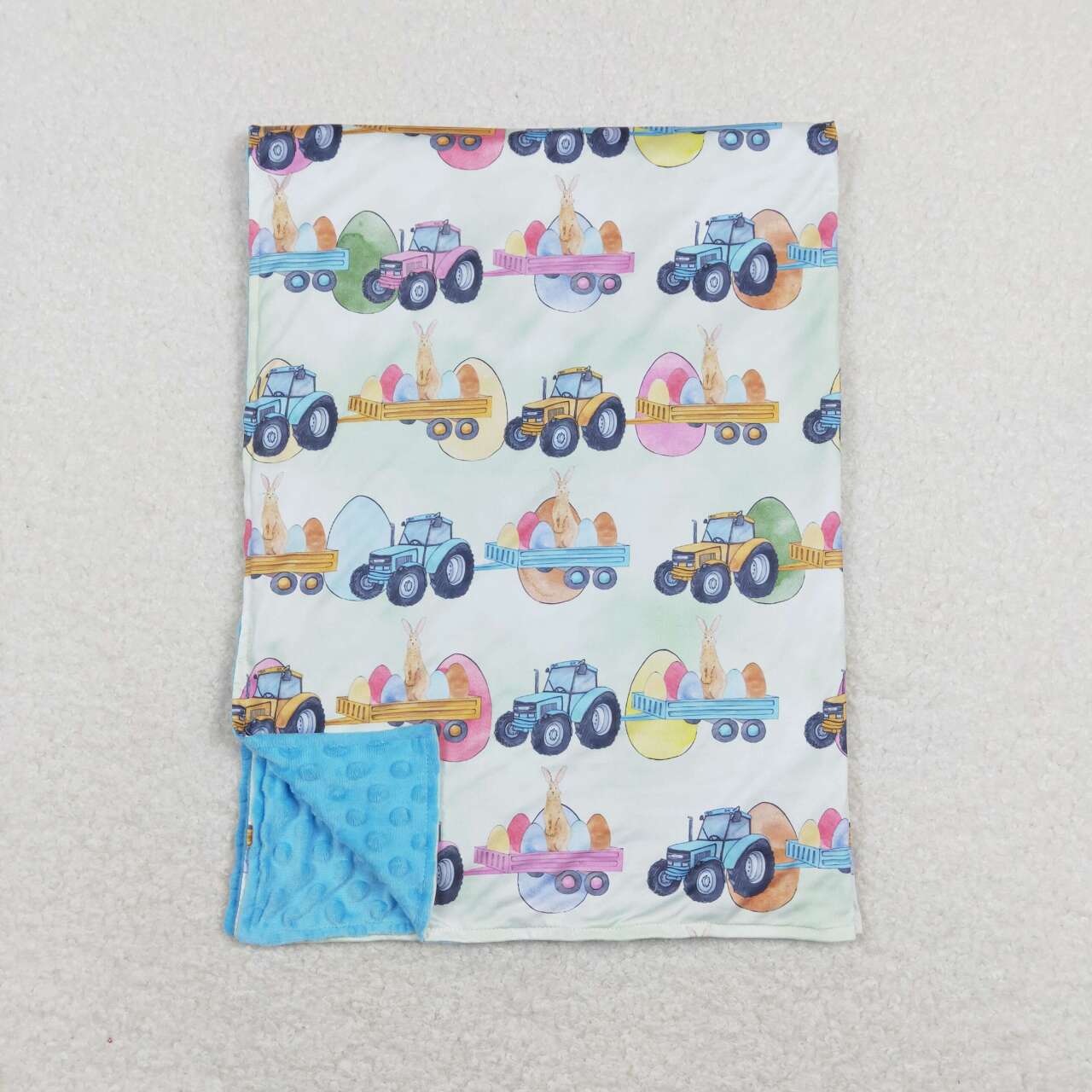 BL0117  Tractors Eggs Bunny Print Kids Easter Blanket