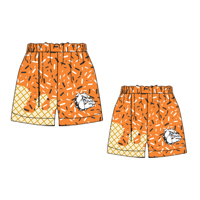 (Custom Design Preorder MOQ 5 Each Design) Team's Elida bulldogs Sprinkles Print Summer Bottom Shorts Mom and Me Matching Clothes