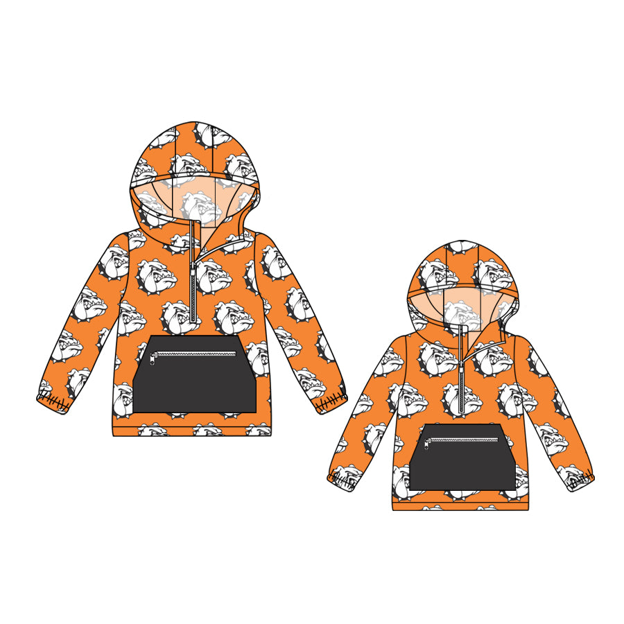 (Custom Design Preorder MOQ 5) Team's Elida bulldogs Print Kids Fall Zipper Hoodie Top Mom and Me Matching Clothes
