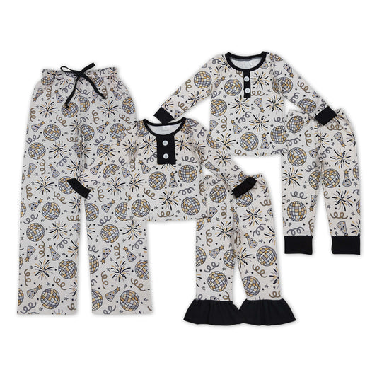 Fireworks Stars Print Family Happy New Year Pajamas Matching Clothes