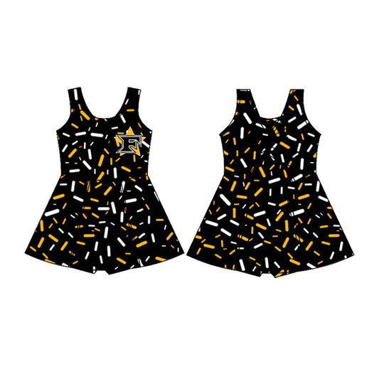 (Custom Design Preorder MOQ 5) Tigers Five Star Sprinkles Print Shorts Skirts Girls Summer Yoga Dress