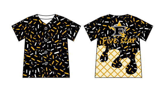 (Custom Design Preorder MOQ 5) Team's Five Star Sprinkles Print Boys Summer Tee Shirts Top