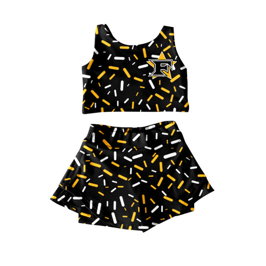 (Custom Design Preorder MOQ 5) Team's Five Star Sprinkles Print Shorts Skirts Girls Summer Yoga Clothes Set
