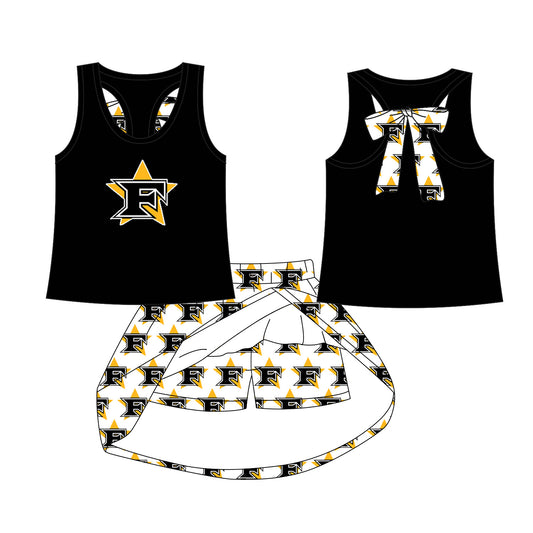 (Custom Design Preorder MOQ 5) Team's Five Star Top Skirts Shorts Girls Summer Clothes Sets