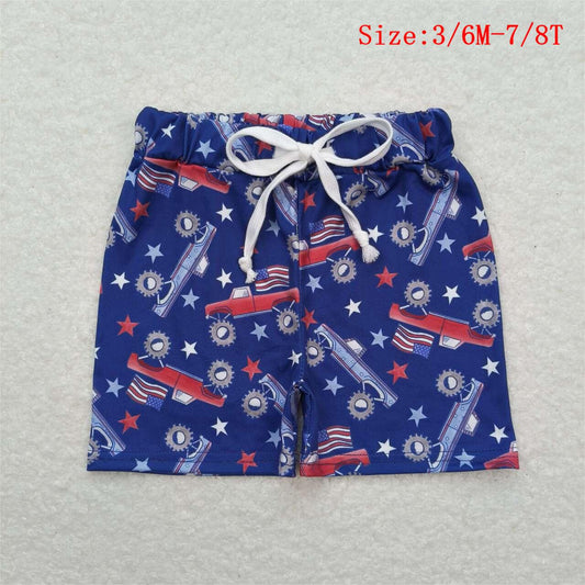 SS0205 Truck Flags Print Boys 4th of July Shorts